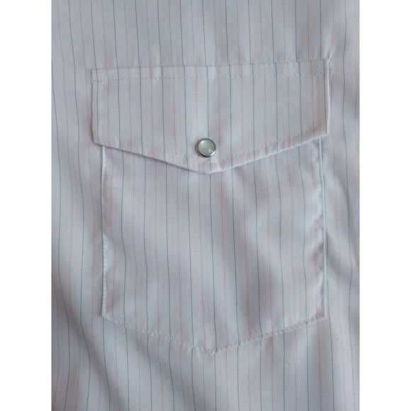 Mens Roper Pearl Snap Palest Pink Pin Striped Long Sleeved Shirt Size Large - Picture 3 of 9